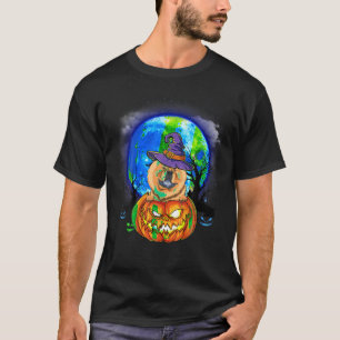 Chow Chow Witch Måne Pumpkin Scary Halloween Hund  T Shirt