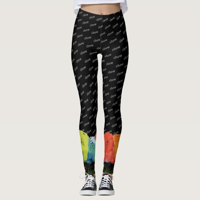 CHOW FODRAR 6 vattenfärgchowsdamasker Leggings (Framsida)