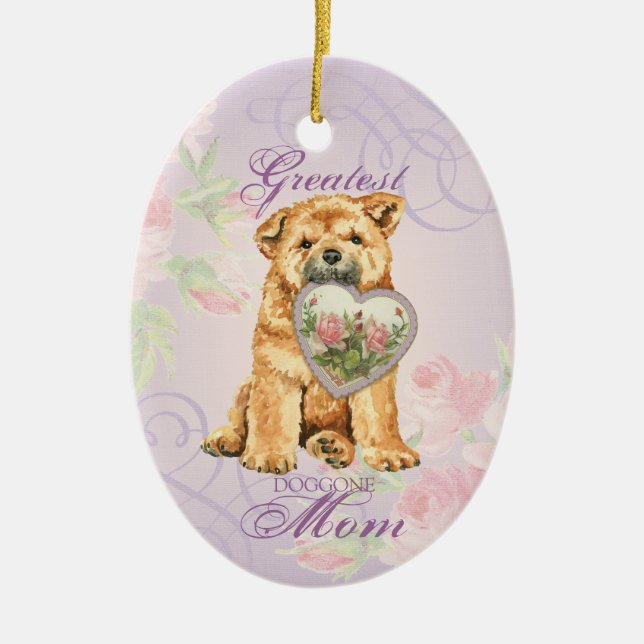 Chow Heart Mamma Ceramic Ornament (Framsidan)