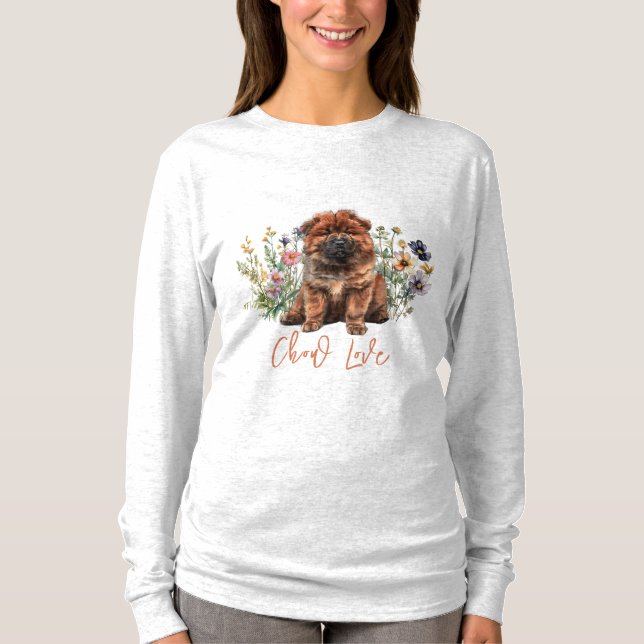 Chow Puppy Love Långärmad  T Shirt (Framsida)