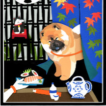CHOW SUSHI Furoshiki som omsluter trasa eller band