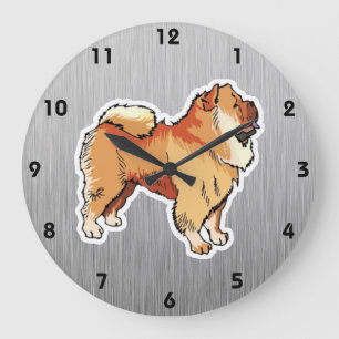 ChowChow; metalllook Stor Klocka