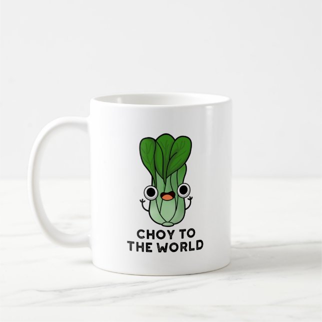 Choy to World Funny Bok Choy Veggie Pun Kaffemugg (Vänster)