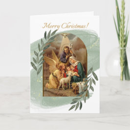 Chrirstmas-kort för Nativitetscen-Grönt Kort
