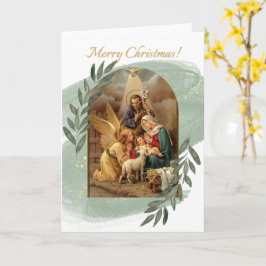 Chrirstmas-kort för Nativitetscen-Grönt Kort