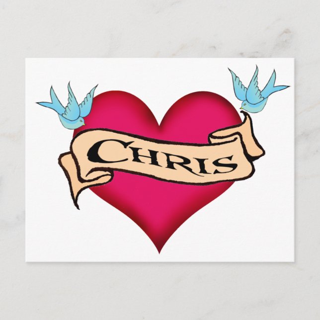 Chris - Anpassningsbar Heart Tattoo T-shirts & Gif Vykort (Framsida)