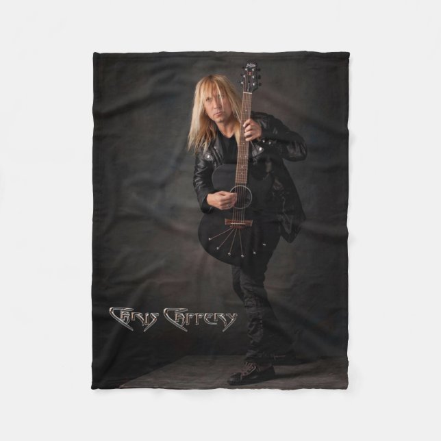 Chris Caffery med Babicz Guitar Fleece Blanket (Framsidan)
