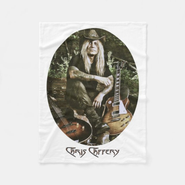 Chris Caffery Sitta med Guitars (oval) Fleecefilt (Framsidan)