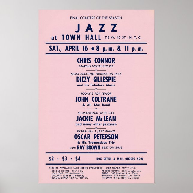 Chris Connor - Dizzy Gillespie - John Coltrane Poster (Framsidan)