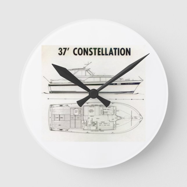 Chris Craft Constellation Boat Wall Clock Rund Klocka (Framsida)