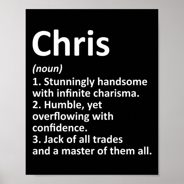 Chris Definition Personlig Namn Funny Birthday Poster (Framsidan)