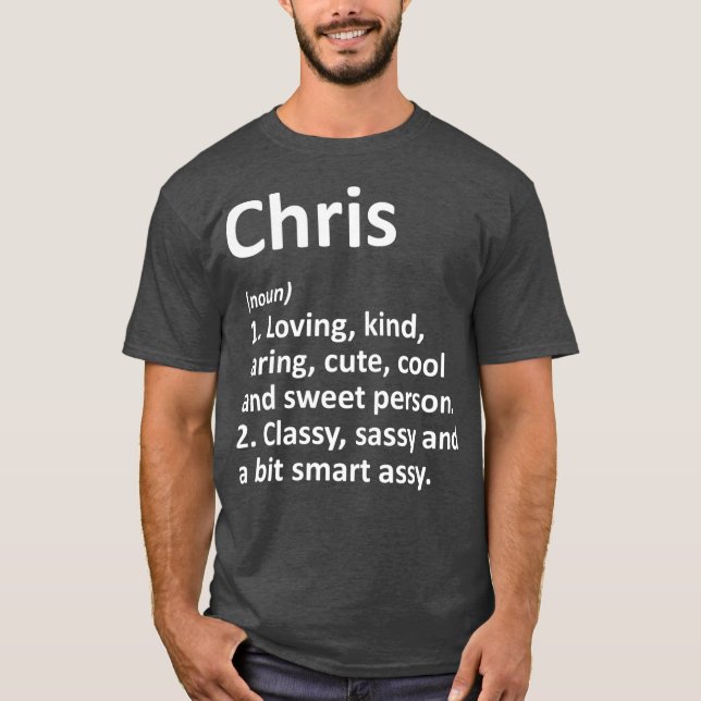 CHRIS Definition Personlig Namn Funny Gift T Shirt (Framsida)