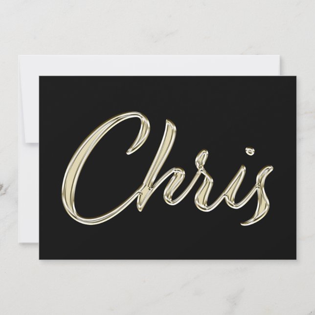 Chris Name white gold Handwriting Karte Kort (Framsida)