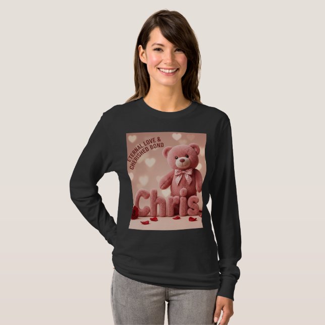 Chris Teddy Bear Kärlek Långärmad T-Shirt (Hel framsida)
