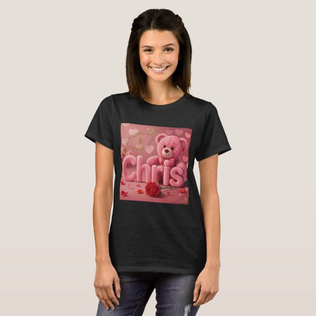 Chris Teddy Bear Kärlek T-Shirt (Hel framsida)