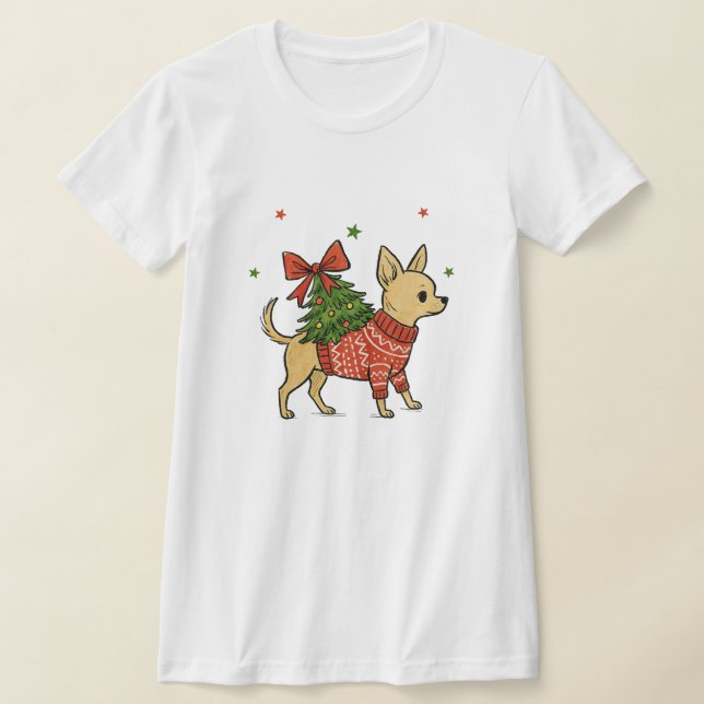 chrismas chihuahua dog tshirt t shirt (Laydown)