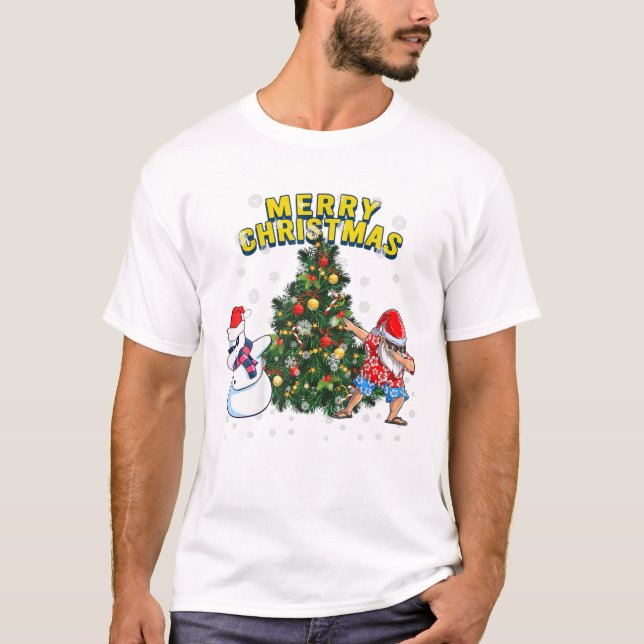 Chrismas Dabbing Santa T Shirt (Framsida)