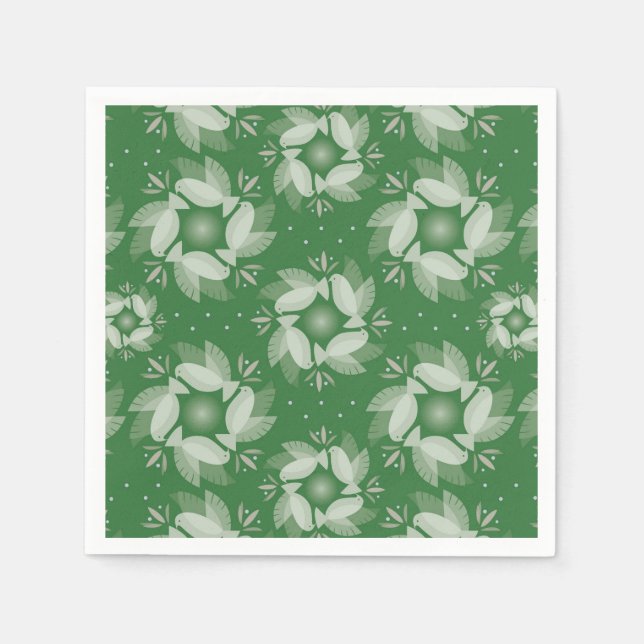 Chrismas fredsduvor, grönt pappra cocktail-blöjor pappersservett (Framsidan)