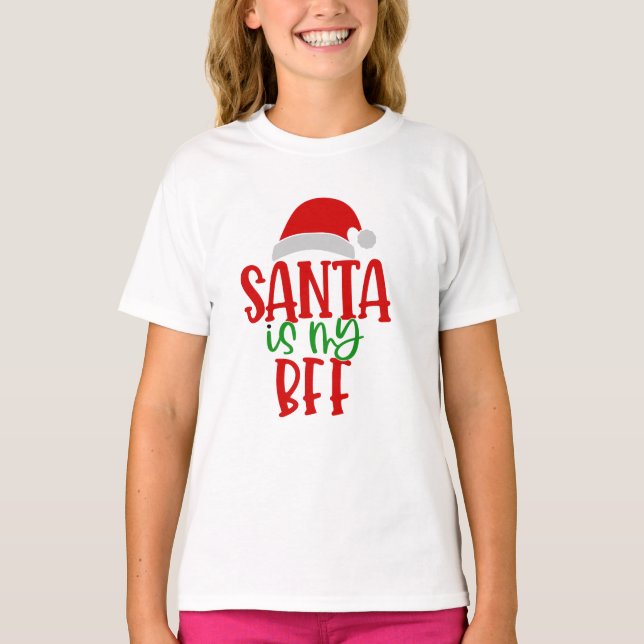 Chrismas Gifts | Funny Santa är min BFF T-Shirt (Framsida)