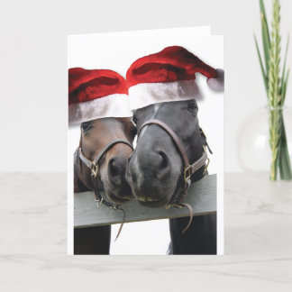Chrismas-hästar med jultomter helgkort