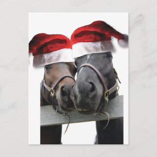 Chrismas hästar med Santa hattar Helg Vykort