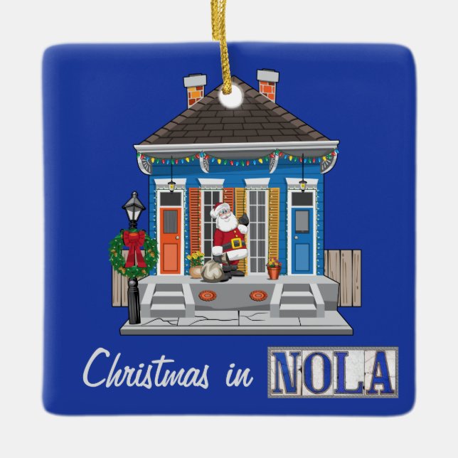 Chrismas i New Orleans Pistol House Julgransprydnad Keramik (Framsida)