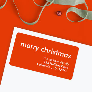 Chrismas Plain Minimum Bright Red Returadress Adressetikett