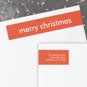 Chrismas Plain   Modern ljusröd Returadress Etikettband