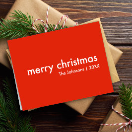 Chrismas Plain | Modern minimal ljusröd Namn Helgkort