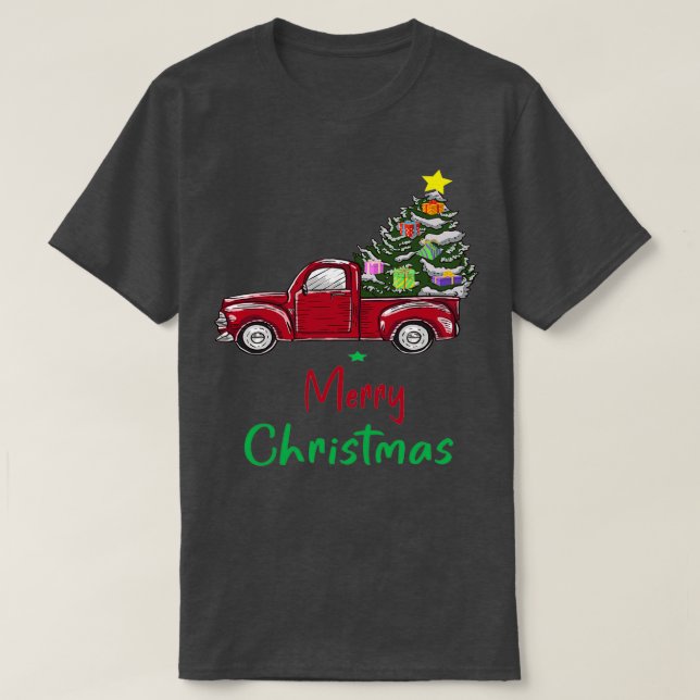 Chrismas Red Lastbil Gifts T Shirt (Design framsida)