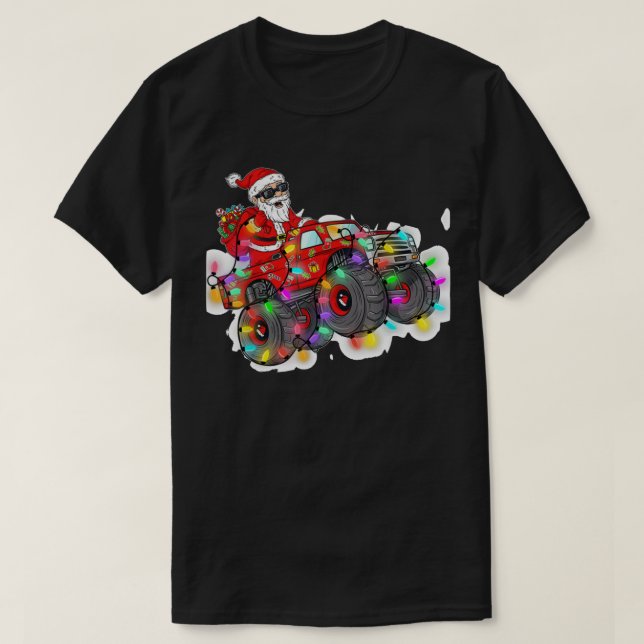 Chrismas Sana Claus Riding Monser ruck Boys Kids X T Shirt (Design framsida)