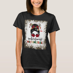 Chrismas Santa Favorite Nicu Nurse Leopard Skriv u T Shirt