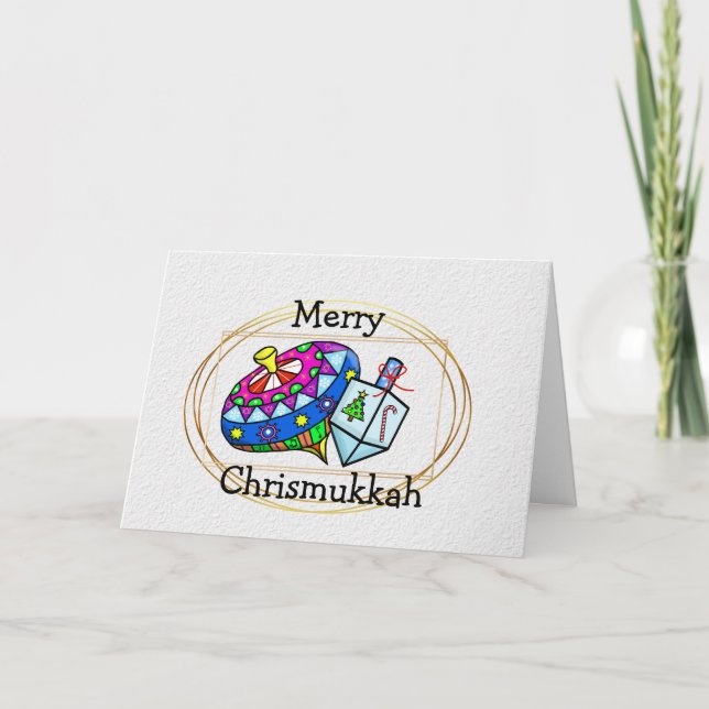 Chrismukah Dreidel och Leksak Top Card Kort (Framsida)