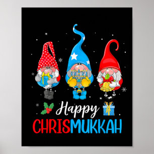 Chrismukah Gnomes God jul och Lycklig Hanuk Poster