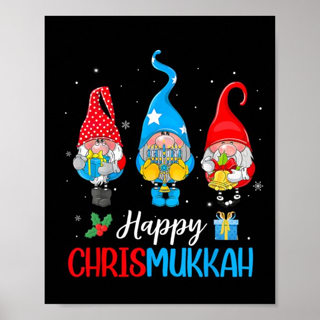 Chrismukah Gnomes God jul och Lycklig Hanuk Poster (Framsidan)