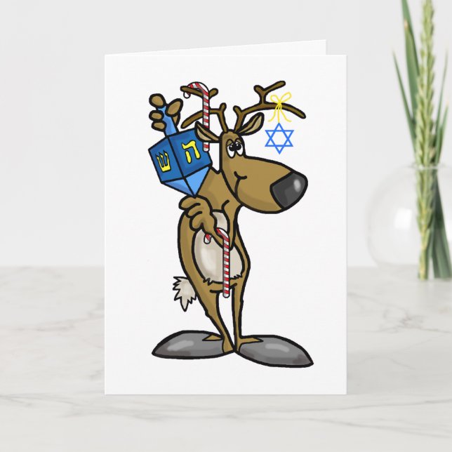Chrismukah Greeting Card med judiska renar Helgkort (Framsida)