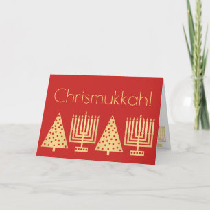 Chrismukah Guld och Red Helgdag och lägg till ditt Helgkort