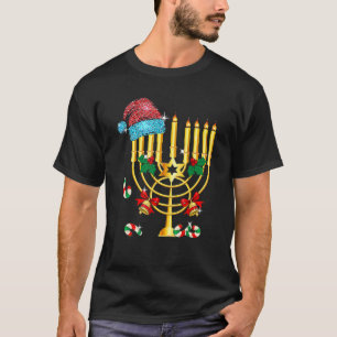 Chrismukah Hannukah Santa Hat Pajama-familjen Chri T Shirt