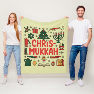 Chrismukah Hanukkah Juldagen Judiska Religiösan Fleecefilt