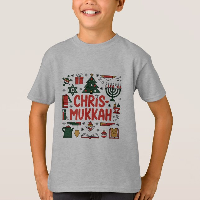 Chrismukah Hanukkah Juldagen Judiska Religiösan T Shirt (Framsida)