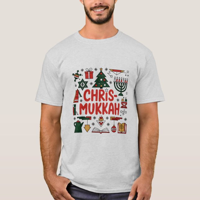 Chrismukah Hanukkah Juldagen Judiska Religiösan T Shirt (Framsida)