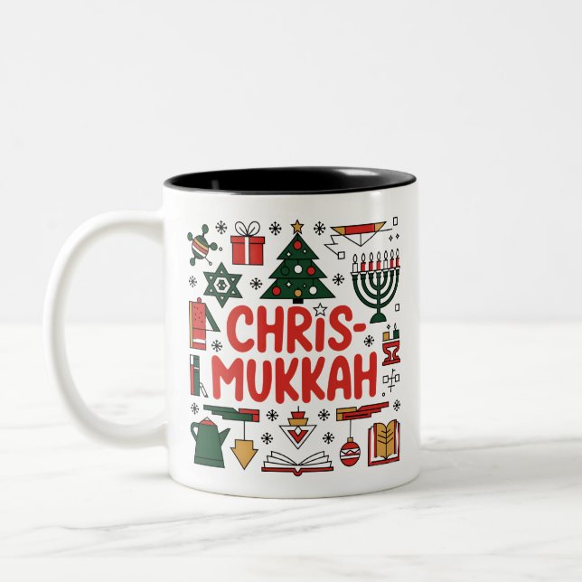 Chrismukah Hanukkah Juldagen Judiska Religiösan Två-Tonad Mugg (Vänster)