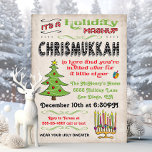 Chrismukah Julfest mashup Inbjudningar<br><div class="desc">Firande jul och Hanukkah med roligten Chrismukkah-Julfestens inbjudan. Har Chrismas träd,  menorah och dreidel med roligt typografi mot en grungande antik bakgrund.</div>