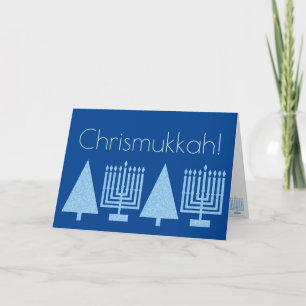 Chrismukah Light Blue-Helgdag Lägg till ditt foto Helgkort