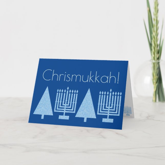 Chrismukah Light Blue-Helgdag Lägg till ditt foto Helgkort (Framsida)