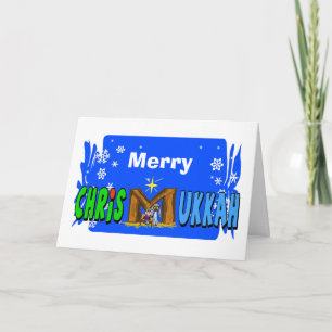 Chrismukah Manger Scene-Anpassade-kort Helgkort