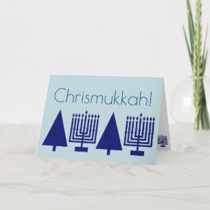 Chrismukah Navy Blue-Helgdag Lägg till ditt foto Helgkort