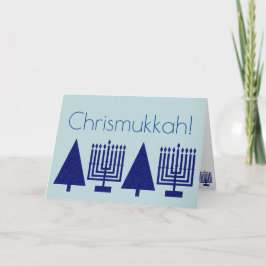 Chrismukah Navy Blue-Helgdag Lägg till ditt foto Helgkort