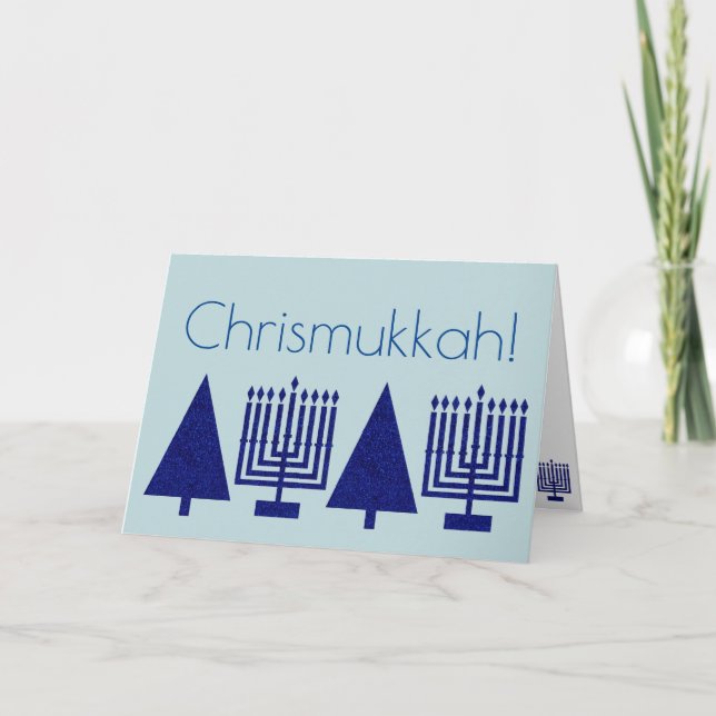 Chrismukah Navy Blue-Helgdag Lägg till ditt foto Helgkort (Framsida)