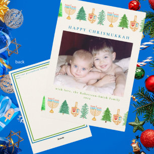 Chrismukah Photo Helgdag Message 5x7-Helgdag Julkort